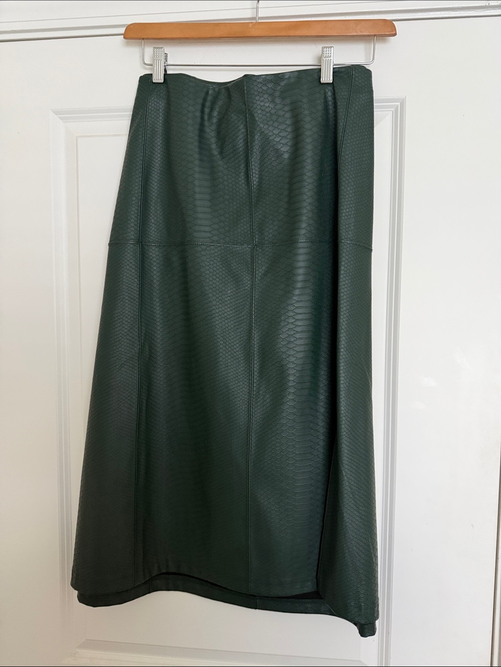 Ava & Viv Dark Green Faux Leather Midi Skirt